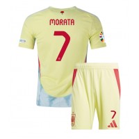 Fotbalové Dres Španělsko Alvaro Morata #7 Dětské Venkovní ME 2024 Krátký Rukáv (+ trenýrky)